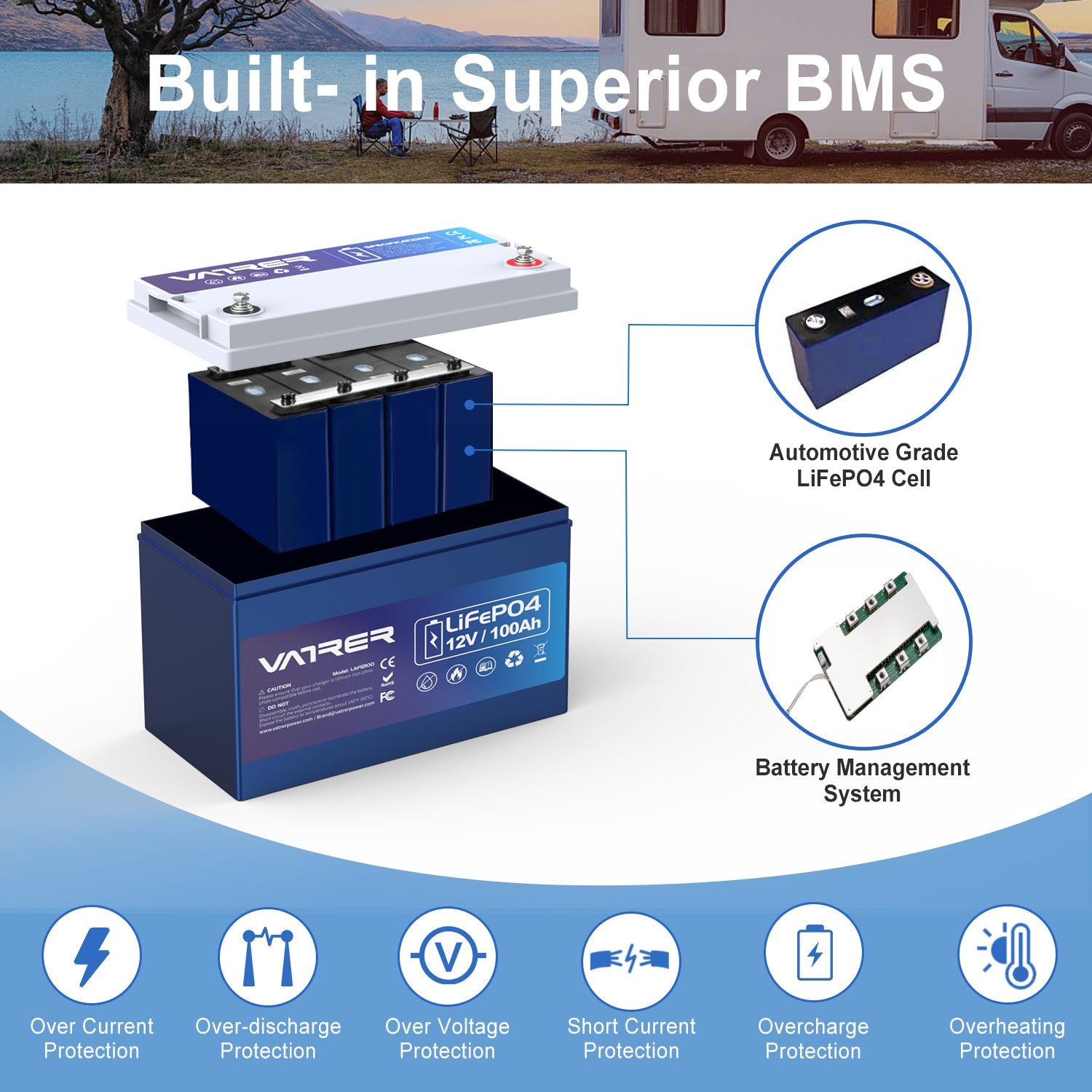 100ah lithium battery built-in BMS 12