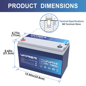 100ah lithium battery dimensions 8