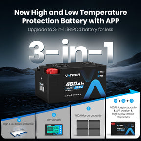 [Pre-sale] Vatrer 12V 460Ah Self-heating Lithium RV Battery, 5kWh 300A BMS Heated Battery 8