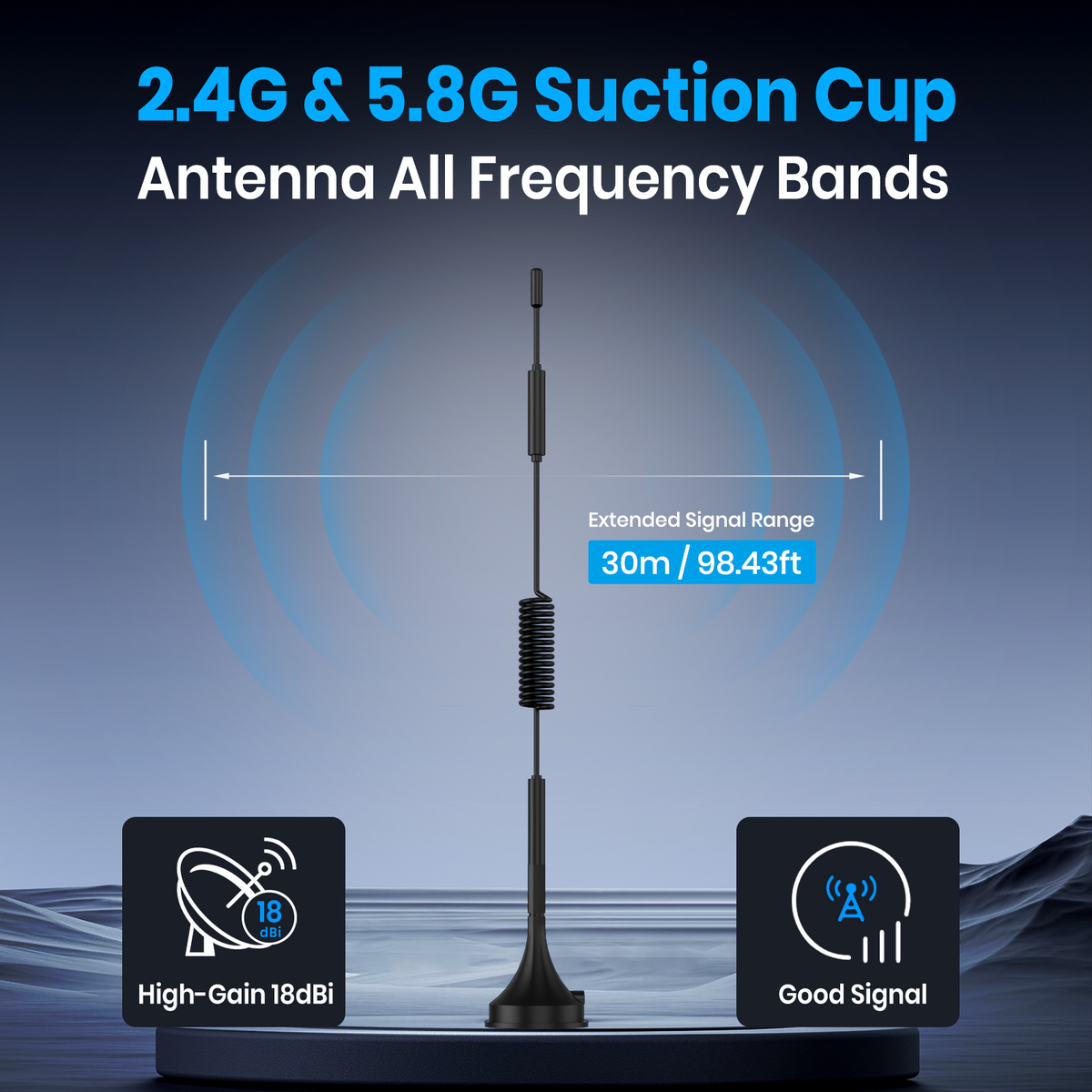 Dual Band WiFi 2.4/5.8GHz 18dBi SMA Antenna Suction Cup Antenna Bluetooth Signal Booster with 5Meters Cable for Vatrer Golf Cart Battery 11