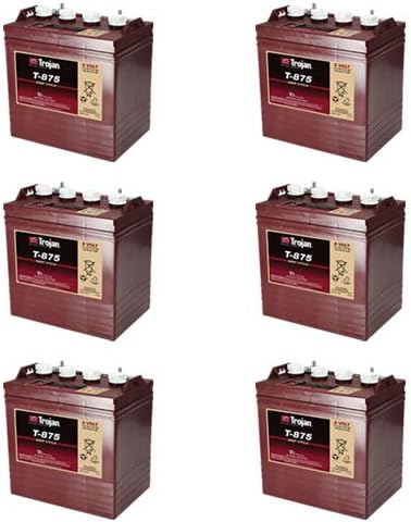 Six-Pack of Trojan T-875 8V 170Ah Flooded Lead Acid GC2 Deep Cycle Batteries