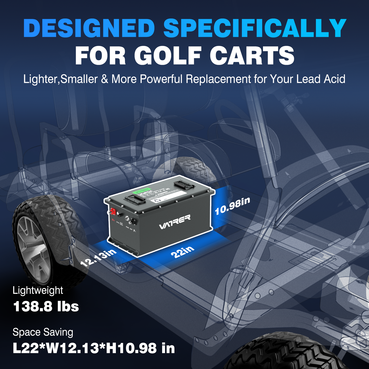 48V 150Ah Golf Cart Battery Size 12