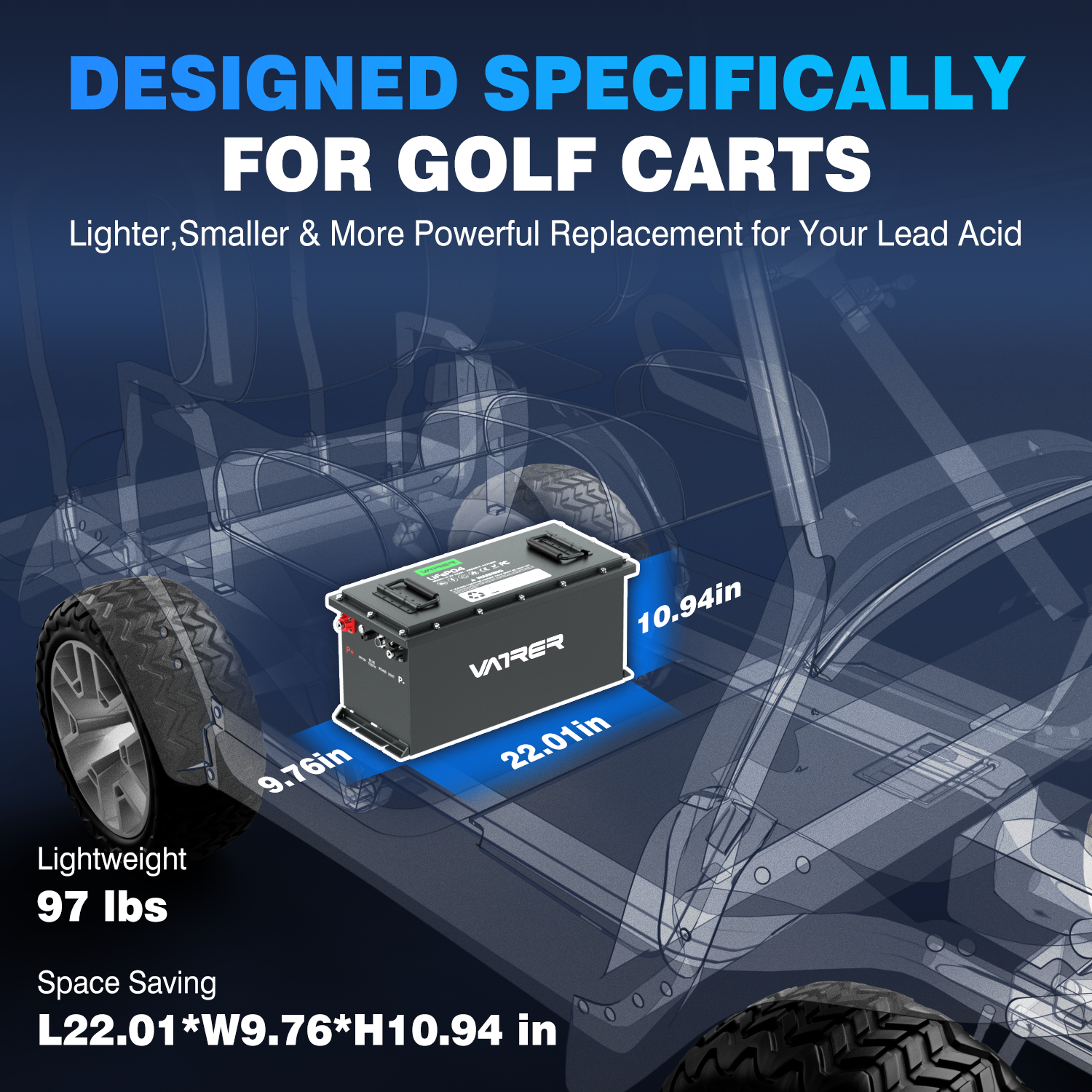 48V Golf Cart Battery Narrow Size 12