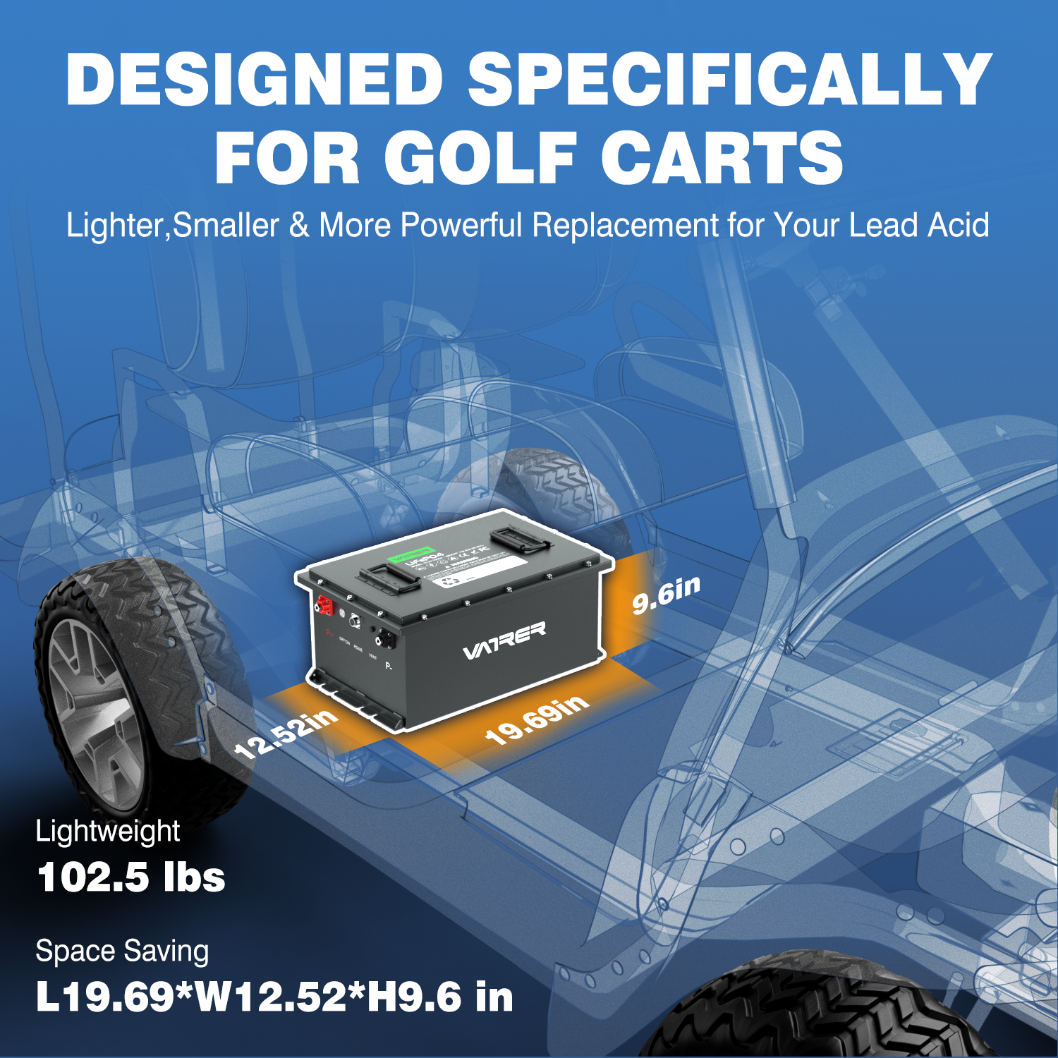 48V Heated Golf Cart Battery Size 12