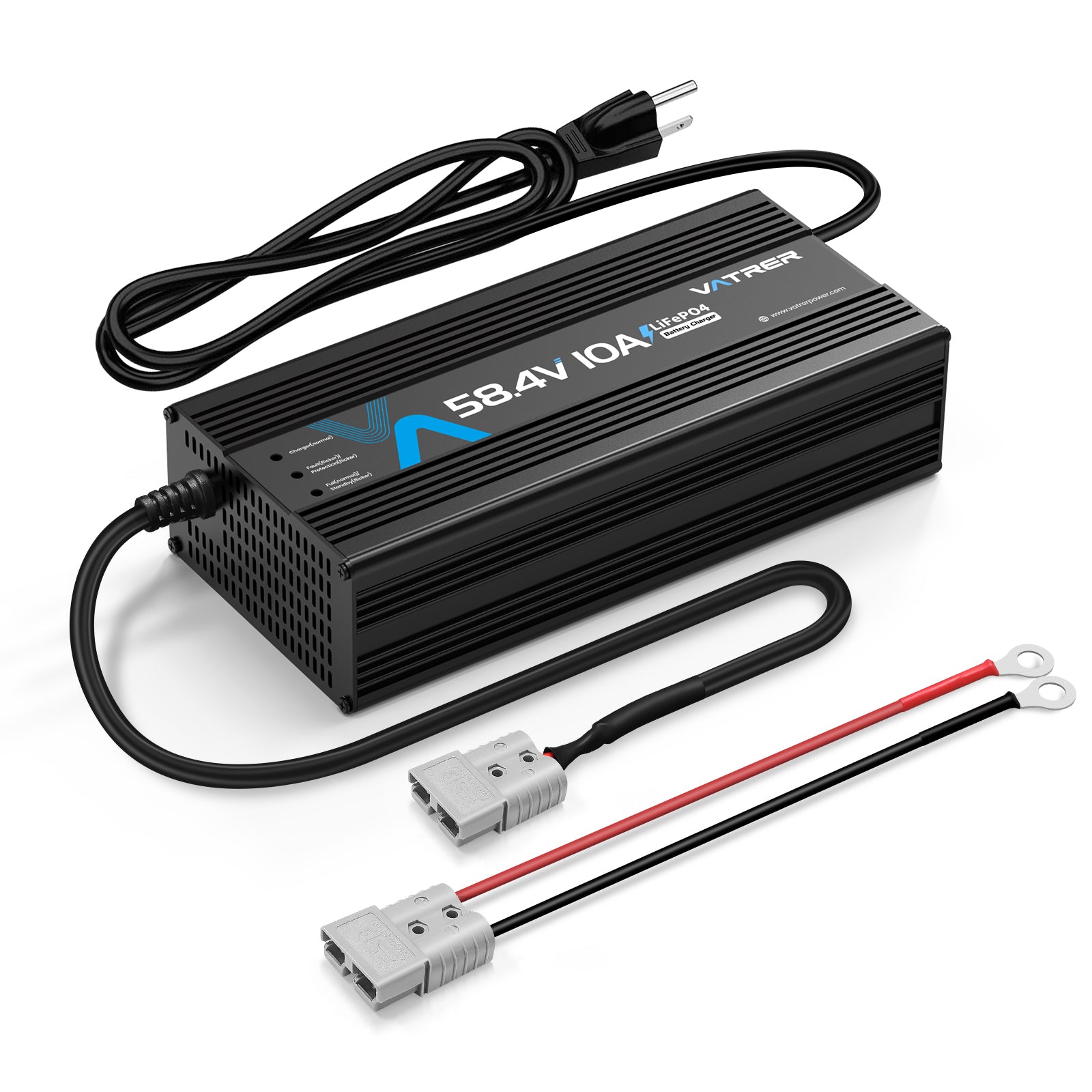 Vatrer 48V Lithium Battery Charger, 58.4V 10A AC-DC LiFePO4 Smart Battery Charger 13