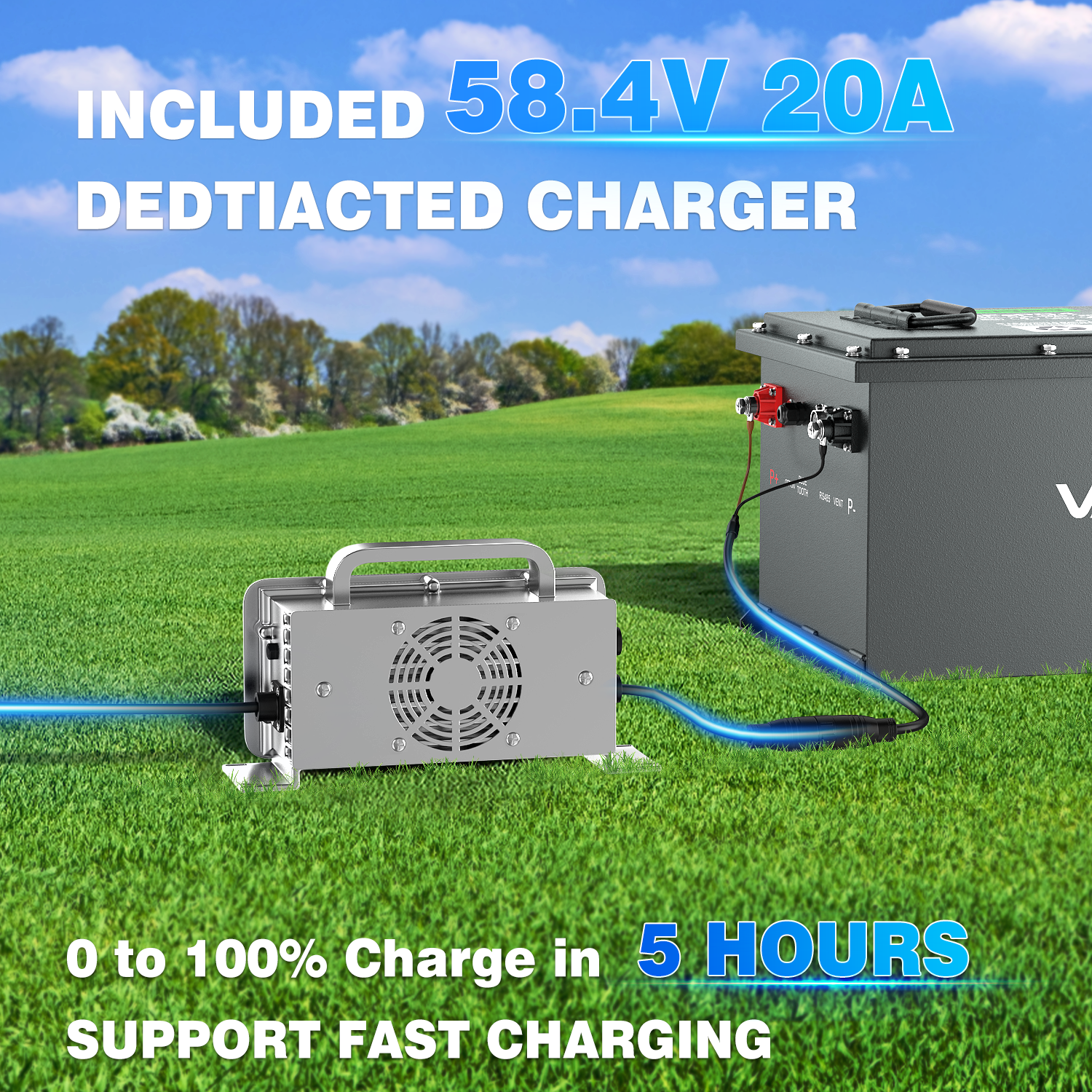 Vatrer 48V 105Ah (Narrow Version) Lithium Golf Cart Battery, 200A BMS, 4000+ Cycles, Max 10.24kW Power 12