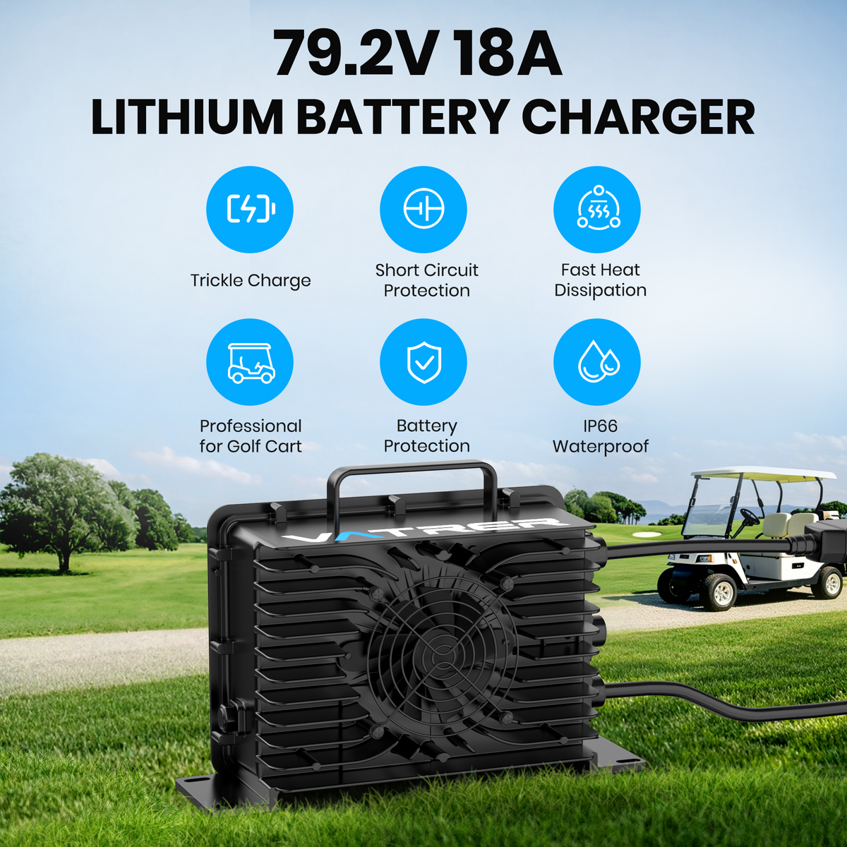 79.2V 18A Smart AC-DC 72V Golf Cart Lithium Battery Charger 11