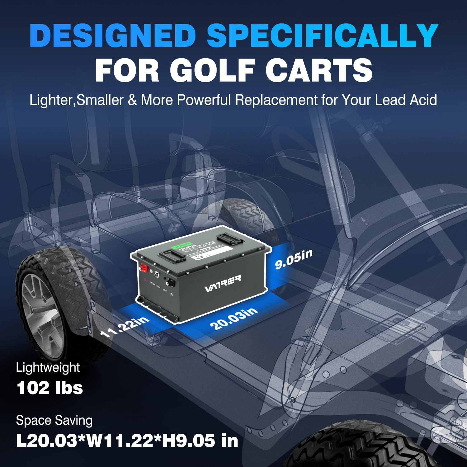 ICON golf cart batteries dimensions 12