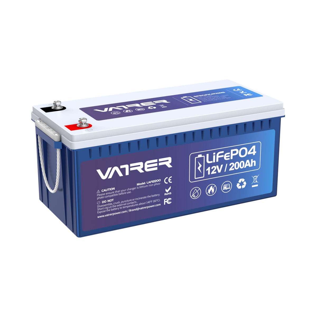 <tc>Vatrer</tc> 12 V 200 Ah Plus-Lithiumbatterie, integriertes 200 A BMS und LiFePO4-Batterien mit Niedertemperaturabschaltung 11
