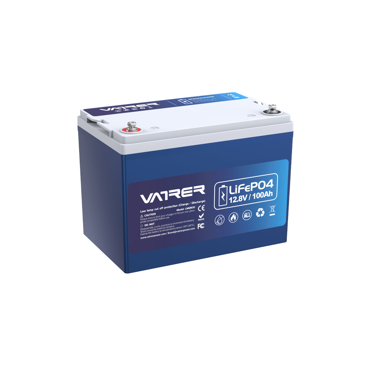 Vatrer 12V 100Ah(Group 24) Low Temp Cutoff LiFePO4 Battery with Bluetooth 9