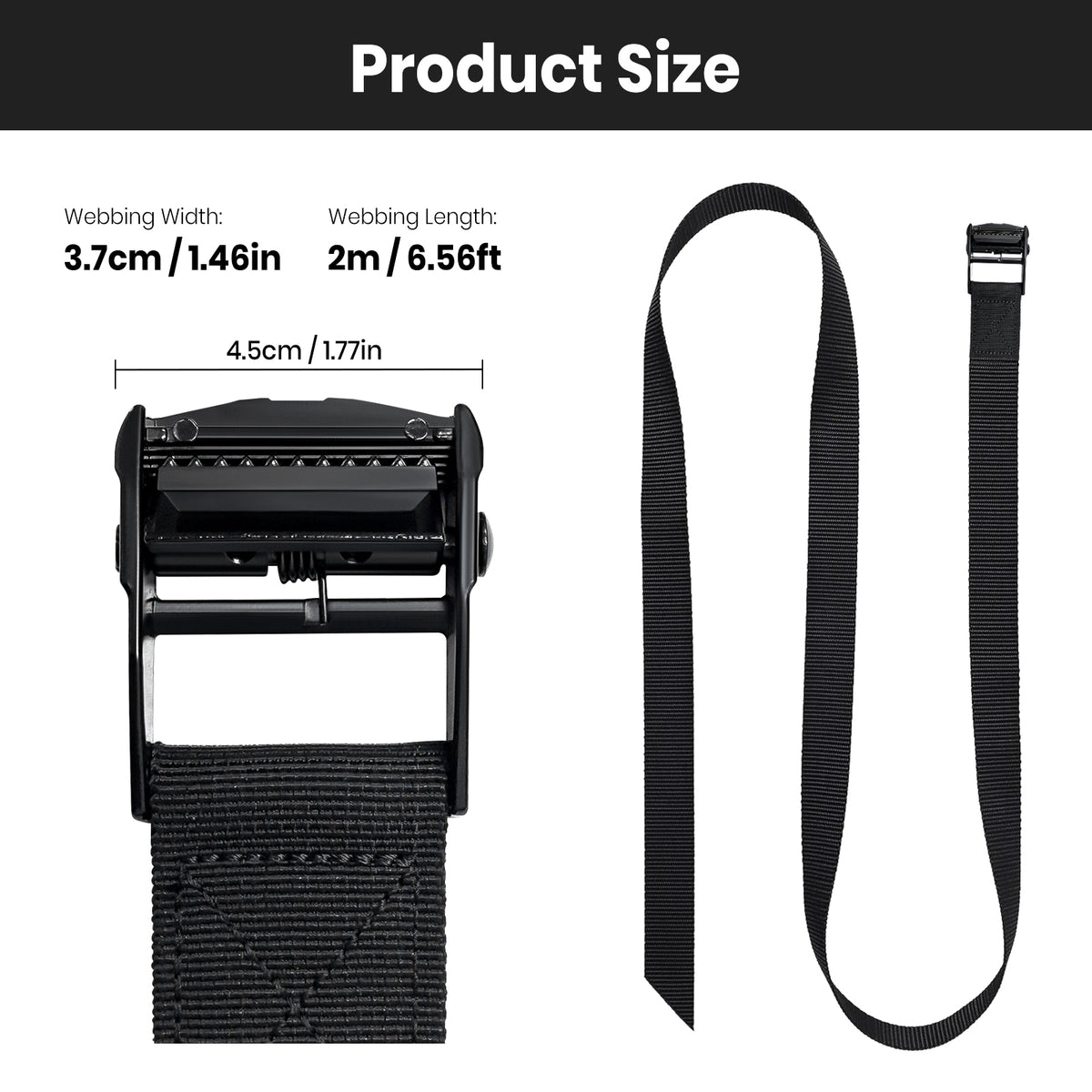 Vatrer Ratchet Straps for Golf Cart Battery, 1.46in * 6.56ft Adjustable Black Polyester Buckle Lashing Straps 2 PCS 11