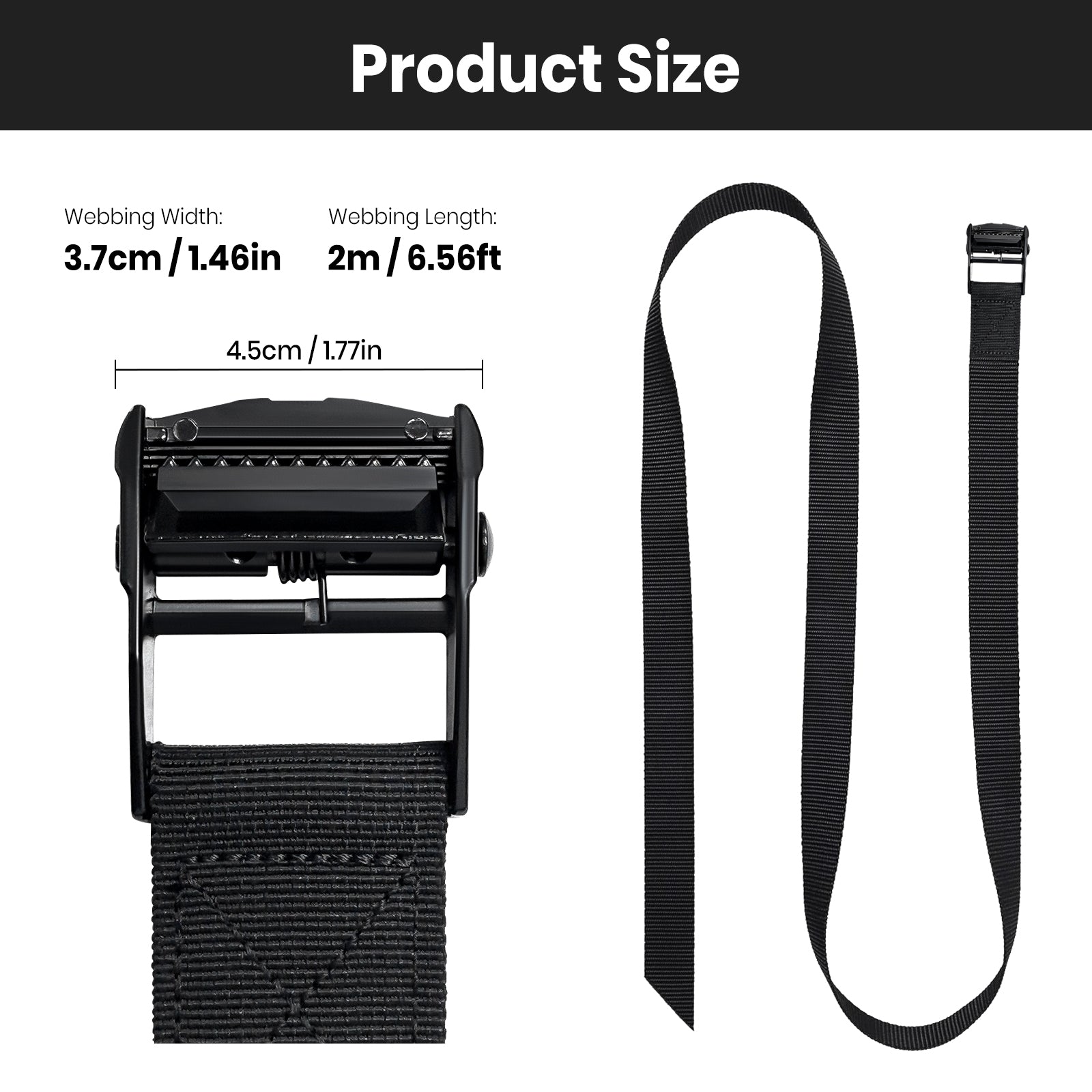 Vatrer Ratchet Straps for Golf Cart Battery, 1.46in * 6.56ft Adjustable Black Polyester Buckle Lashing Straps 2 PCS 13