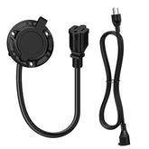 125V 15A AC Port Plug (with 42cm/16.54in Integrated Extension Cord and Water-Resistant Cap) & Power Extension Cord (3m/9.84ft), Power Inlet Socket Electrical Outlet Receptacle 3