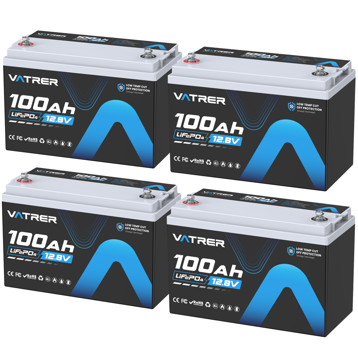 Vatrer 12V 100Ah Low Temp Cutoff LiFePO4 Lithium Battery Group 31 Size 12