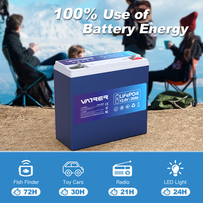 Vatrer 12V 20AH LiFePO4 Rechargeable Deep Cycle Lithium Battery 8