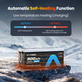 Vatrer 12V 300AH Bluetooth LiFePO4 Self Heating Lithium Battery 8