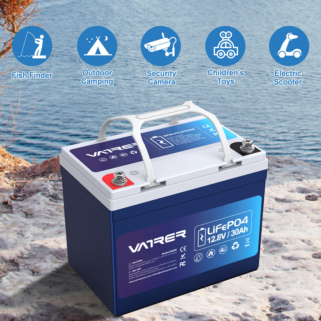 Vatrer 12V 30AH LiFePO4 Lithium Rechargeable Battery 8