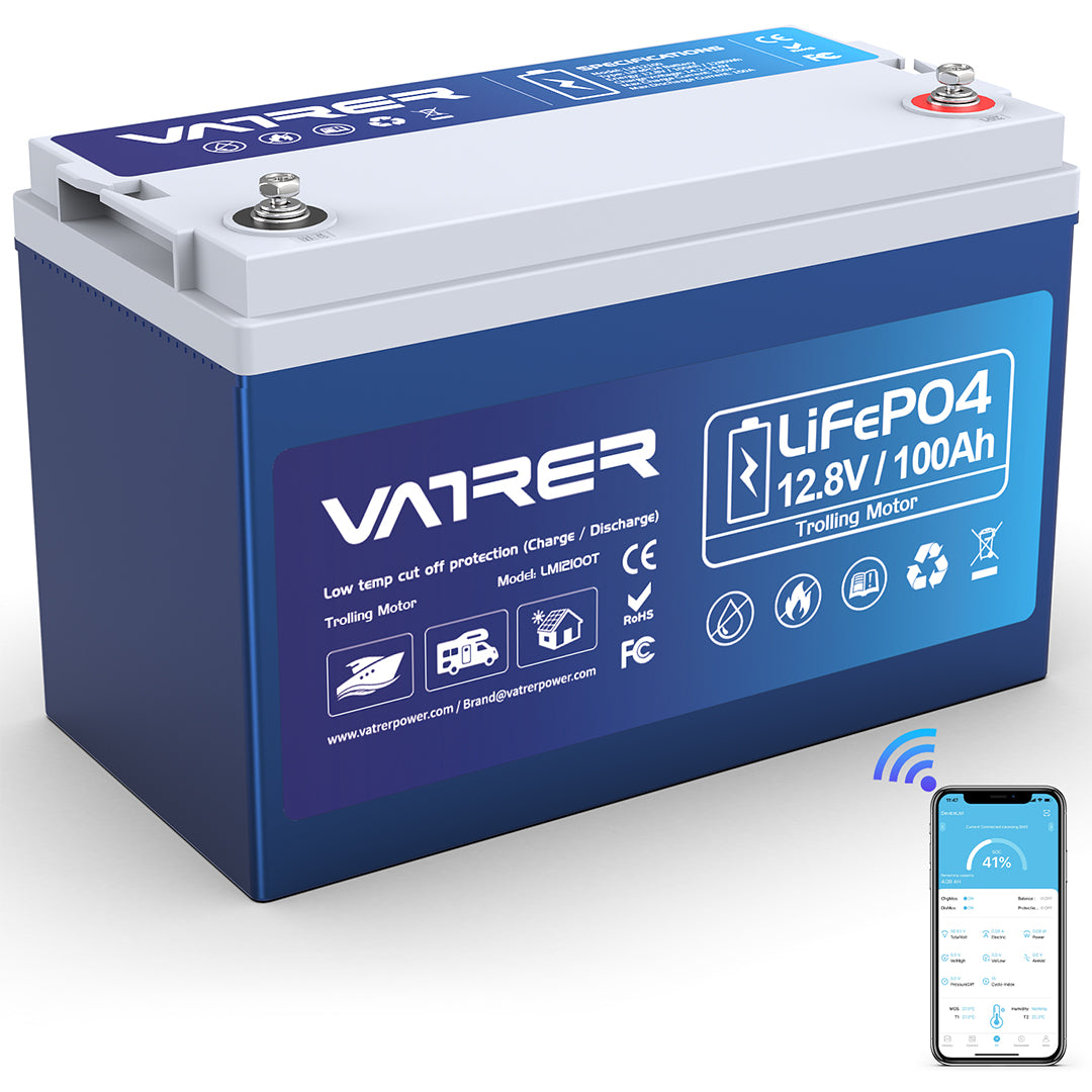Vatrer 12V 100Ah 150A BMS LiFePO4 Battery for Trolling Motors 8