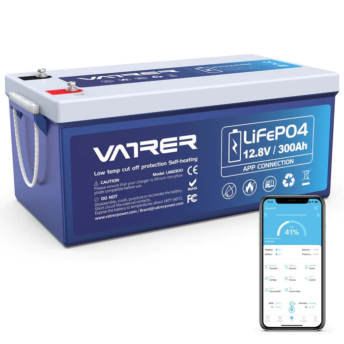 Vatler 12V 300Ah Bluetooth LiFePO4 リチウム バッテリー JP 6