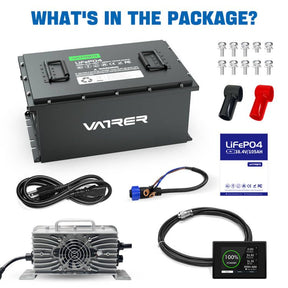 Vatrer 48V 105AH LiFePO4 Golf Cart Battery, 200A BMS, 4000+ Cycles Lithium Battery, Max 10.24kW Power CA 8