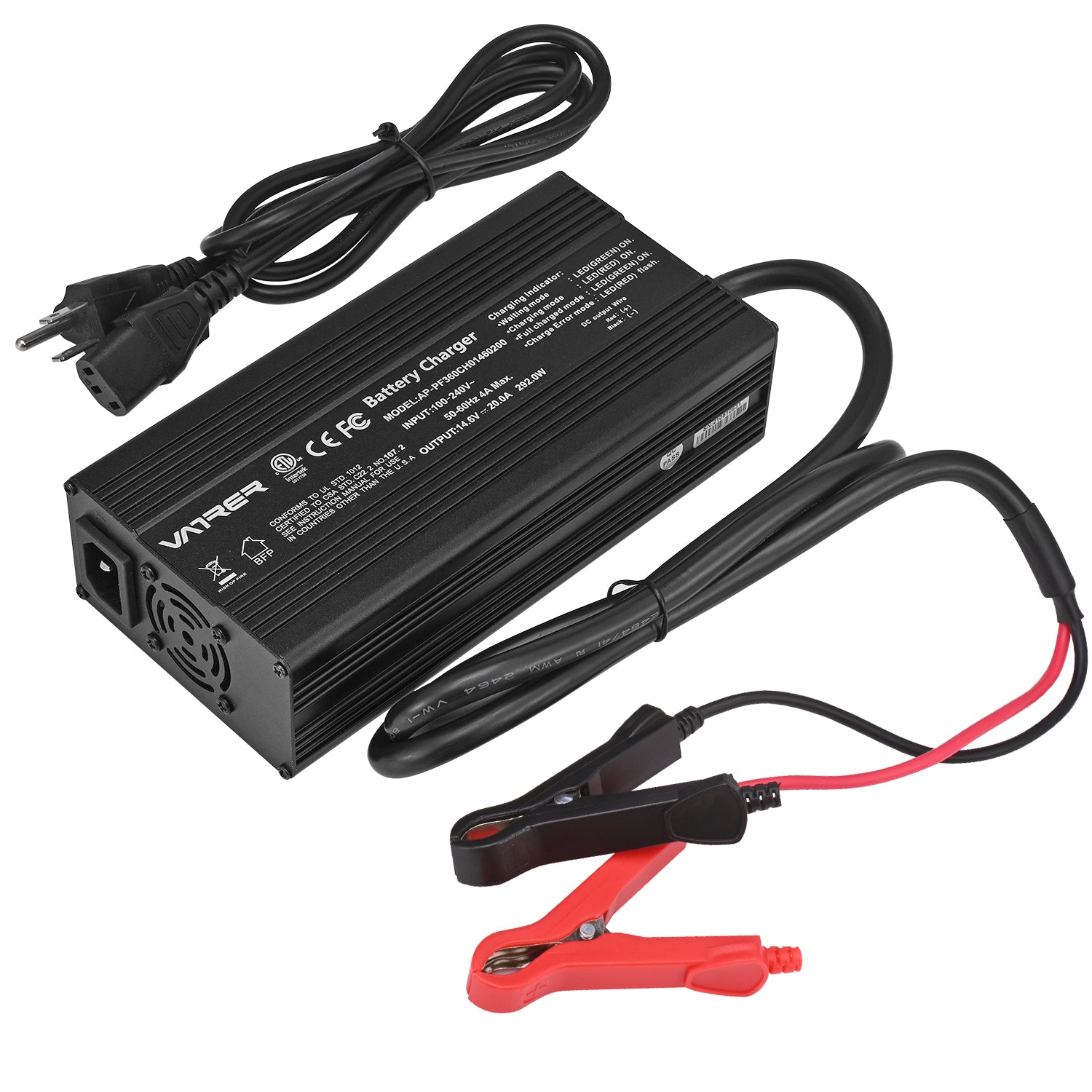 14.6V 20A Intelligent AC-DC Battery Charger, LiFePO4 Battery Charger f ...