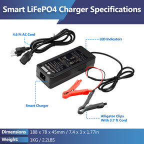 Chargeur de batterie AC-DC intelligent 14,6 V 10 A, chargeur de batterie LiFePO4 pour phosphate de fer au lithium 12 V 8