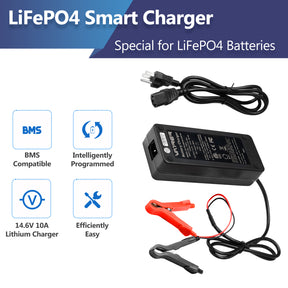 14,6 V 10 A Intelligentes AC-DC-Batterieladegerät, LiFePO4-Batterieladegerät für 12 V Lithium-Eisenphosphat 8