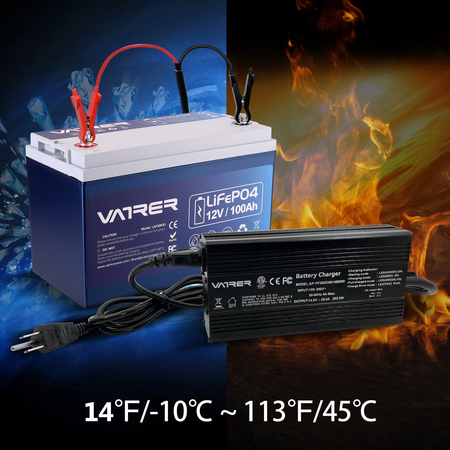 14.6V 20A インテリジェント AC-DC 12V リン酸鉄リチウム電池充電器-Vatrer