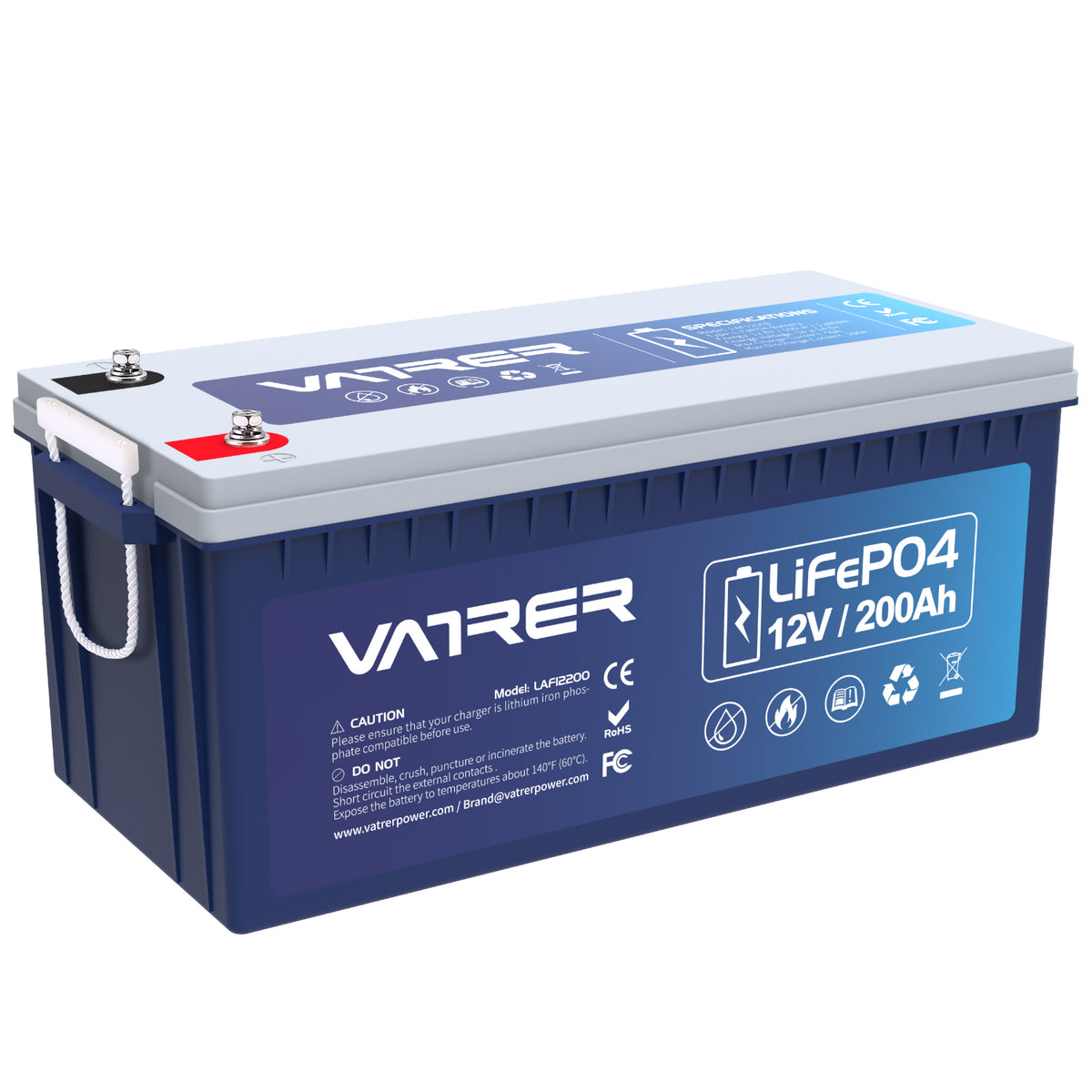 12V 200Ah más batería de litio LiFePO4, 200A BMS incorporado y corte de baja temperatura 11