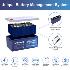 Batterie au lithium 12 V 300 Ah LiFePO4, intégrée 200 A BMS et coupure basse température. 8